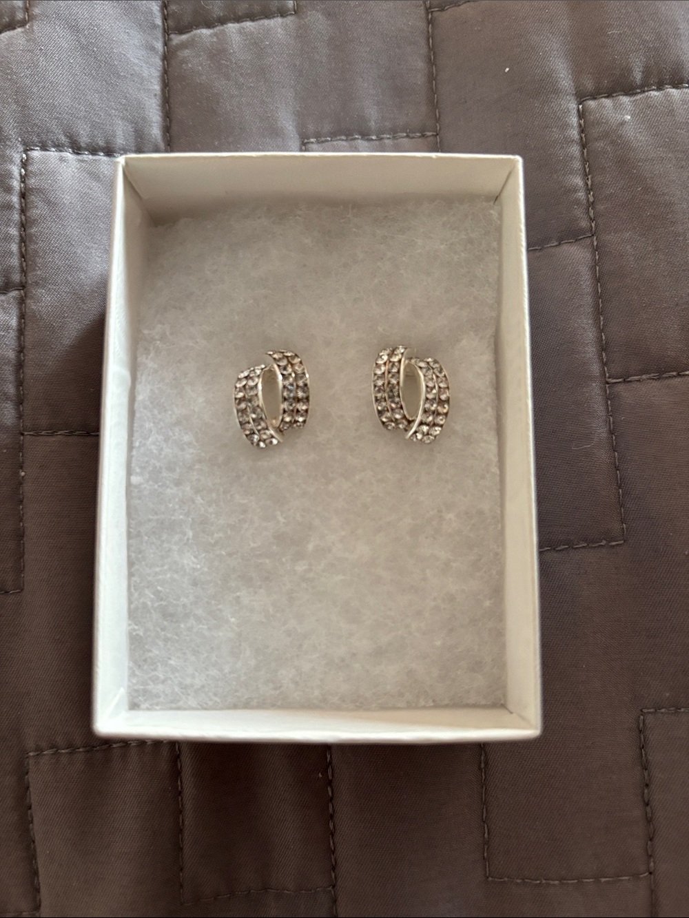 Joshua B Silver Crystal Hoop Earrings - Sparkling Silver